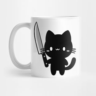 black cat with a knife Mug